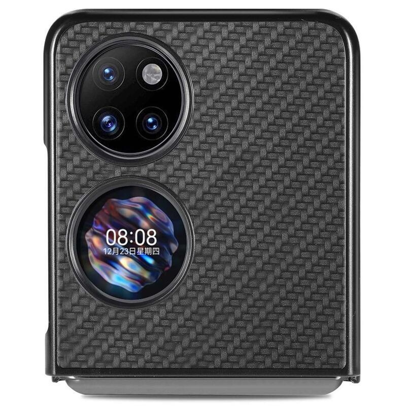 Woven texturovaný plastový kryt na mobil Huawei P50 Pocket - černý