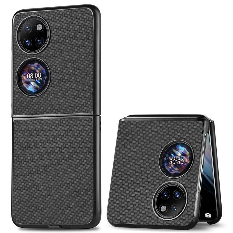 Woven texturovaný plastový kryt na mobil Huawei P50 Pocket - černý