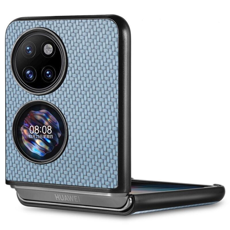 Woven texturovaný plastový kryt na mobil Huawei P50 Pocket - modrý