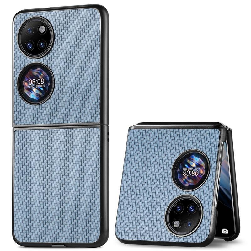 Woven texturovaný plastový kryt na mobil Huawei P50 Pocket - modrý