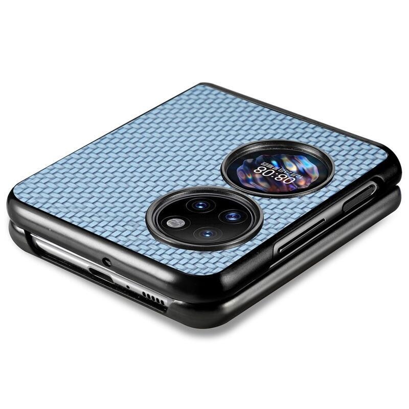 Woven texturovaný plastový kryt na mobil Huawei P50 Pocket - modrý