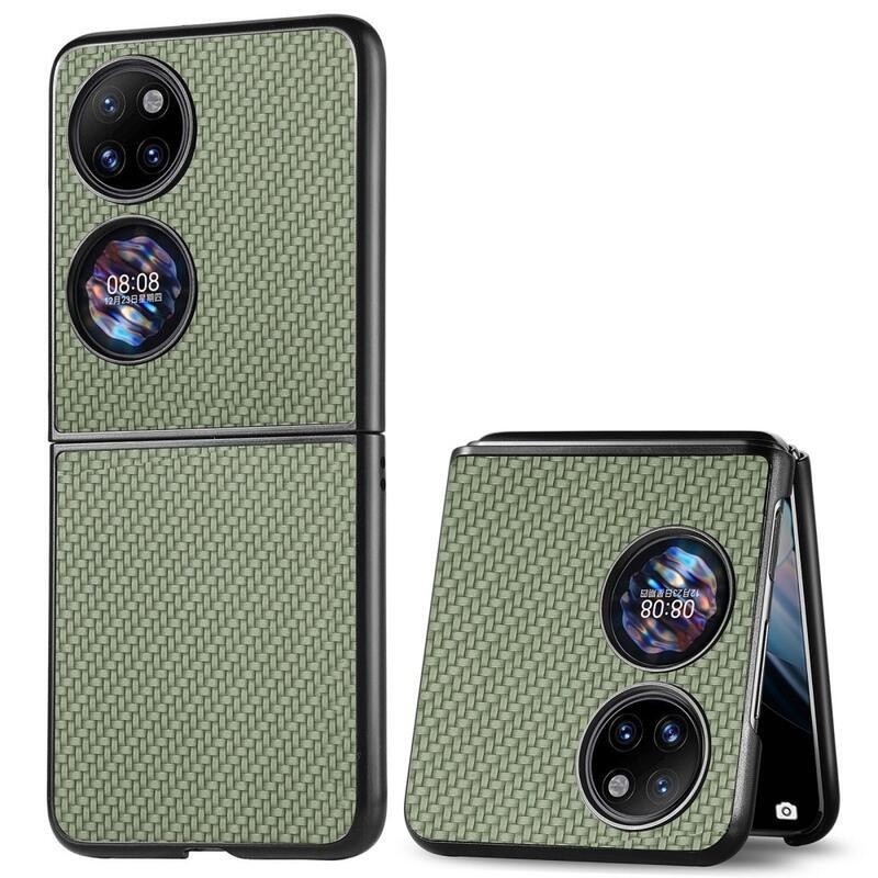Woven texturovaný plastový kryt na mobil Huawei P50 Pocket - zelený