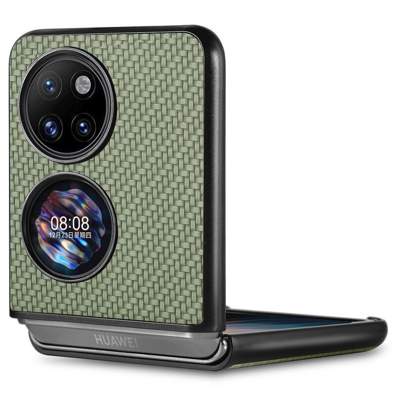 Woven texturovaný plastový kryt na mobil Huawei P50 Pocket - zelený
