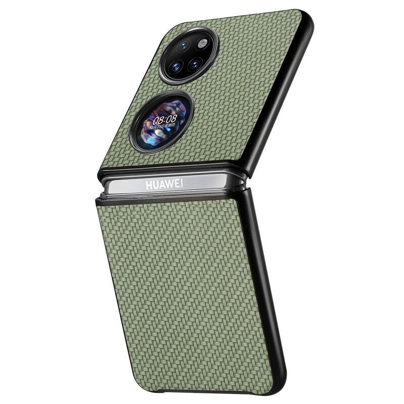 Woven texturovaný plastový kryt na mobil Huawei P50 Pocket - zelený