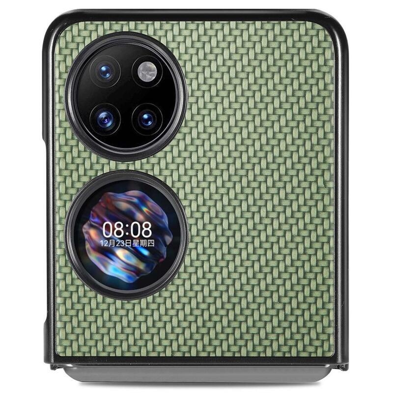 Woven texturovaný plastový kryt na mobil Huawei P50 Pocket - zelený