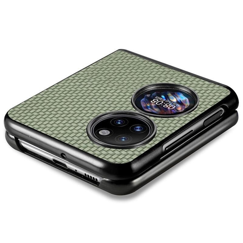 Woven texturovaný plastový kryt na mobil Huawei P50 Pocket - zelený