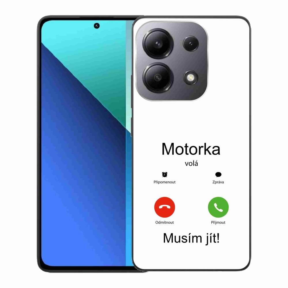 Gelový kryt mmCase na Xiaomi Redmi Note 13 - motorka volá bílé pozadí