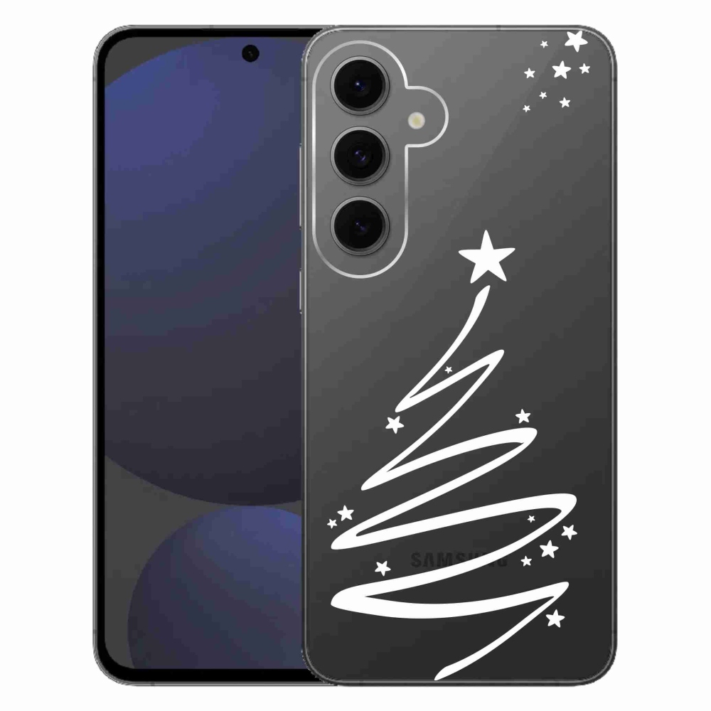 Gelový kryt mmCase na Samsung Galaxy S24 FE - bílý stromeček na průhledném pozadí