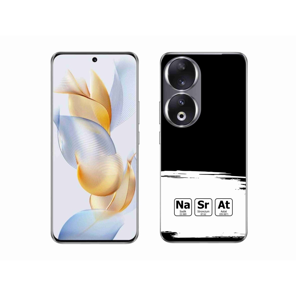 Gelový kryt mmCase na Honor 90 - chemické prvky bíločerné pozadí