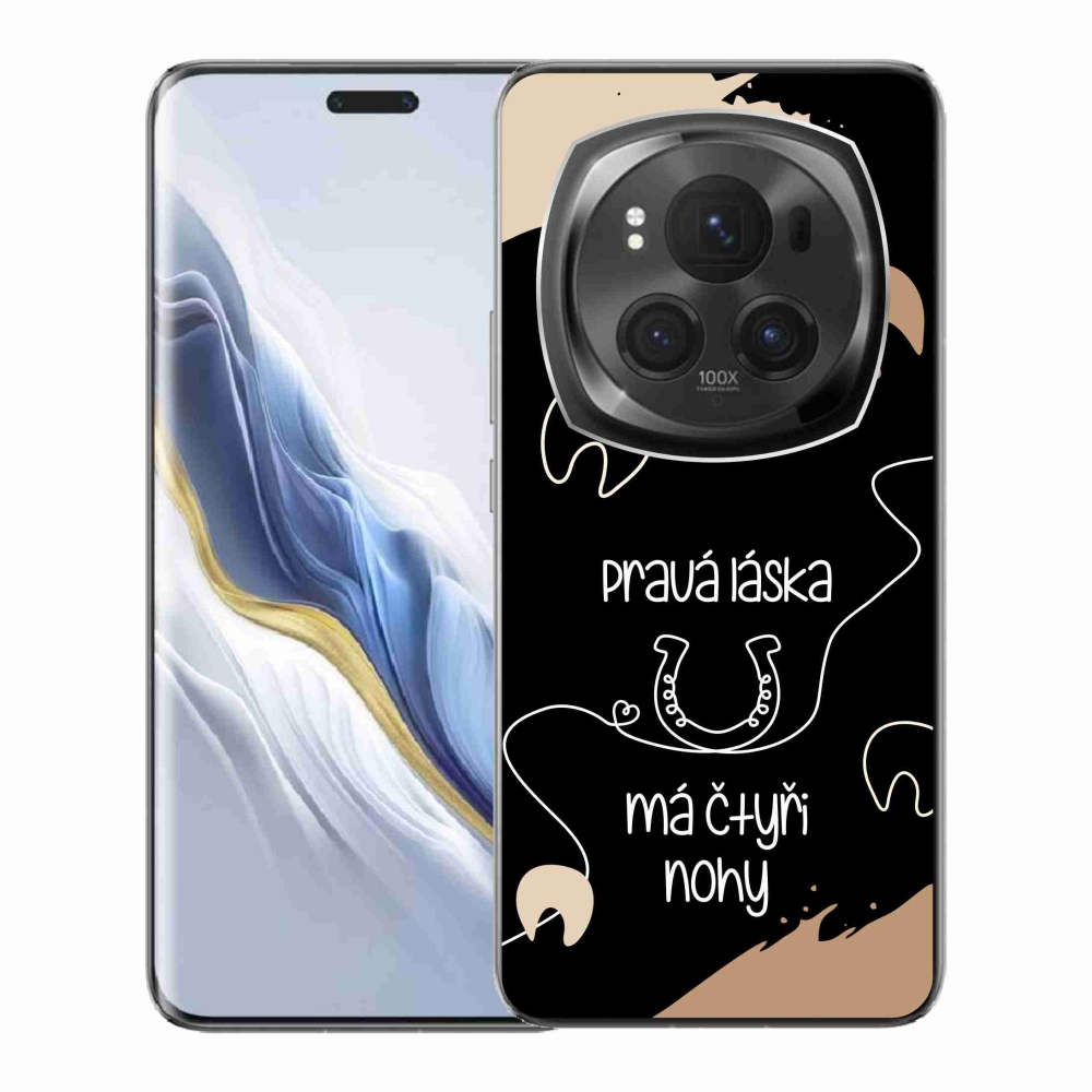 Gelový kryt mmCase na Honor Magic 6 Pro 5G - koňský motiv černé pozadí
