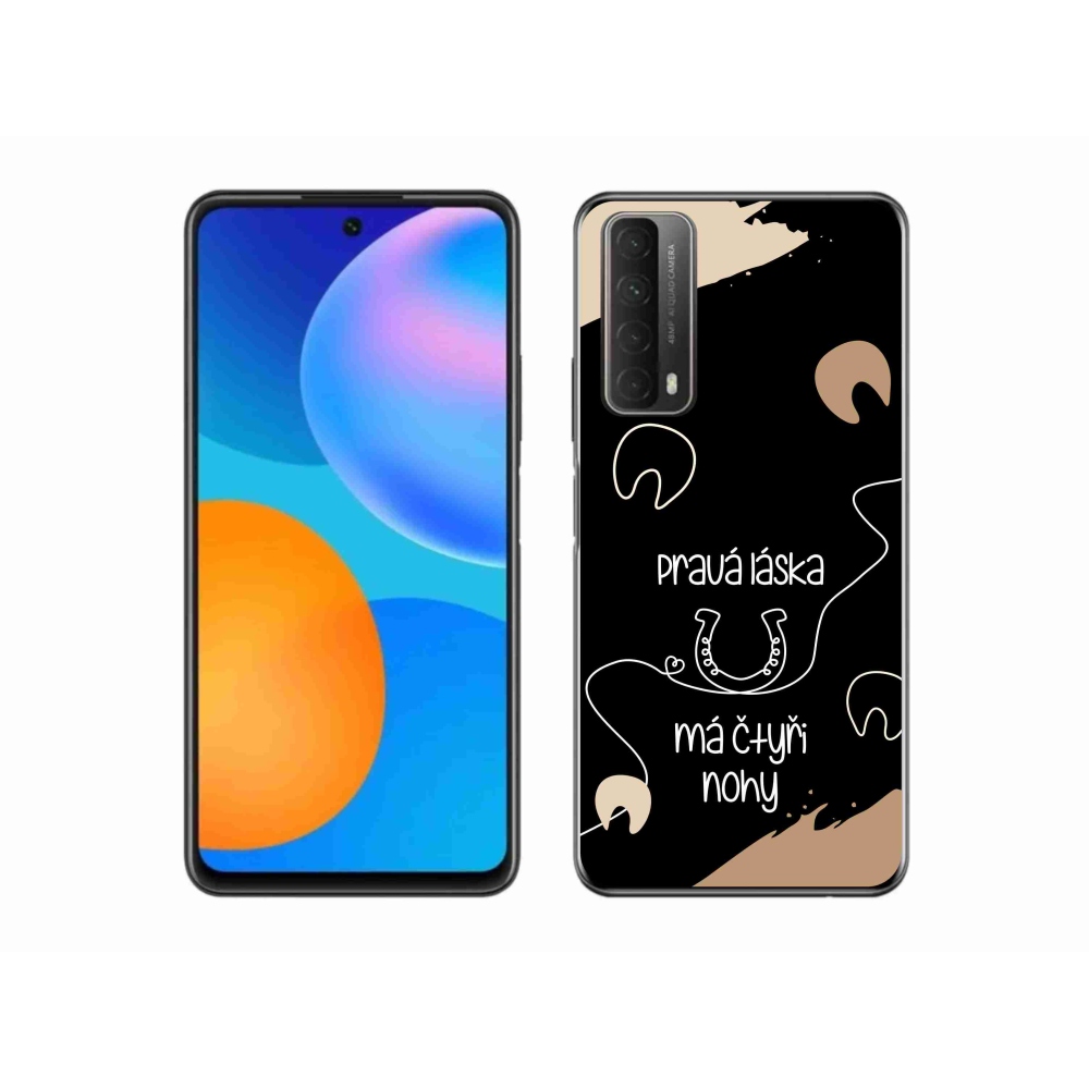 Gelový kryt mmCase na Huawei P Smart (2021) - koňský motiv černé pozadí