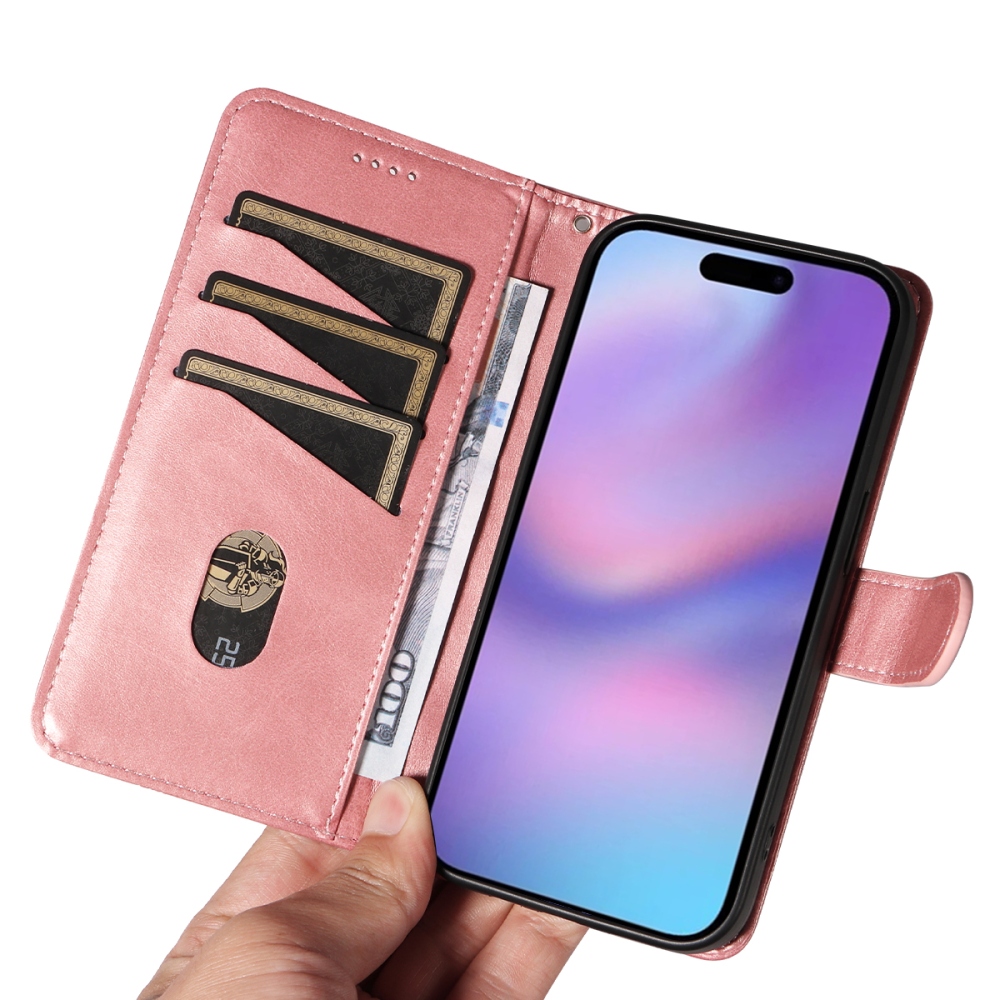 T-Shape knížkové pouzdro na iPhone 17 - růžovozlaté