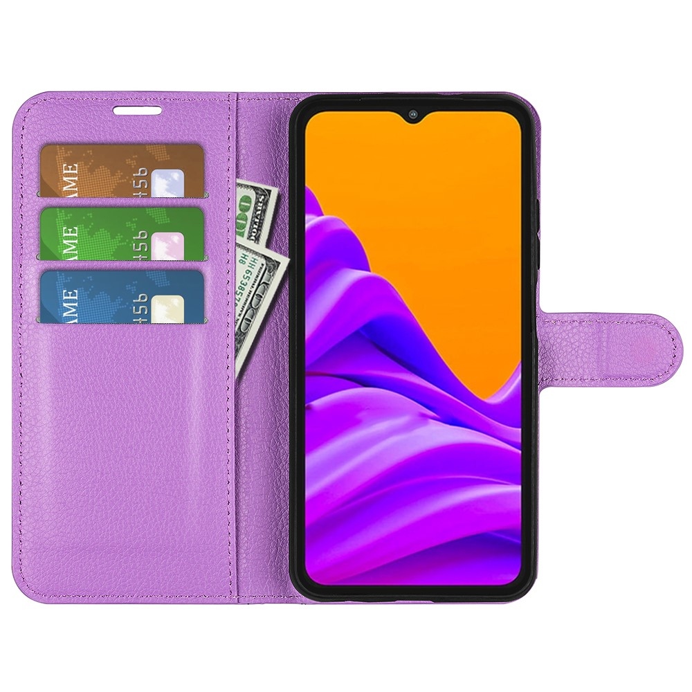 Litchi knížkové pouzdro na Samsung Galaxy Xcover 7 Pro - fialové
