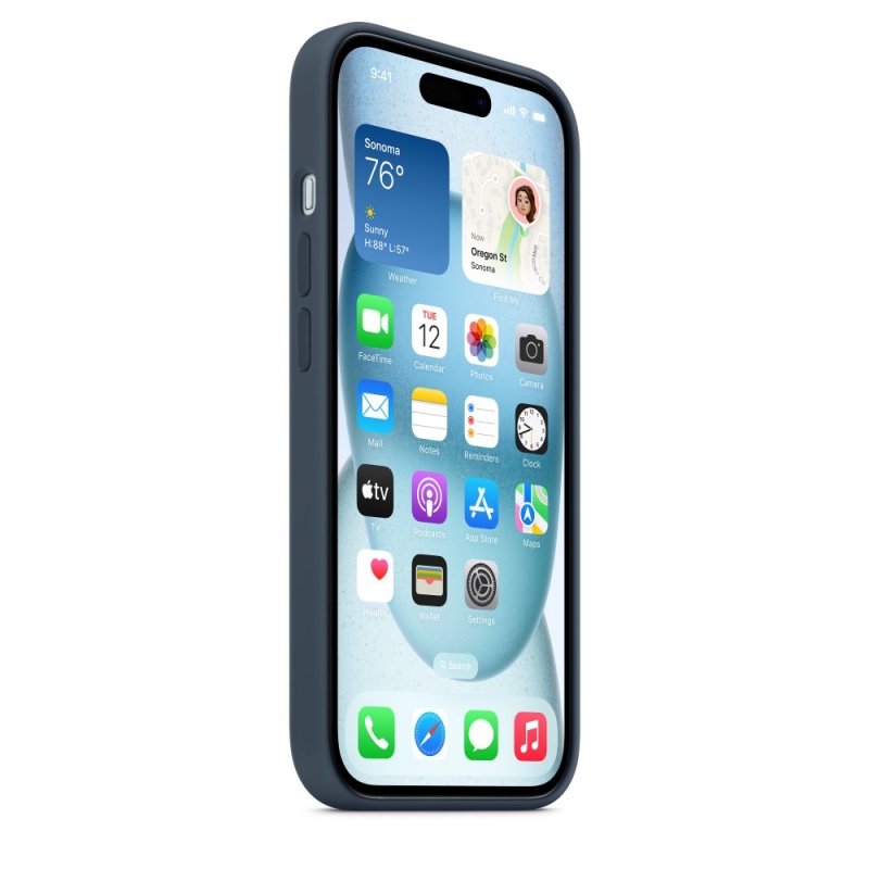 MT0N3ZM/A Apple Silikonový Kryt vč. Magsafe pro iPhone 15 Storm Blue