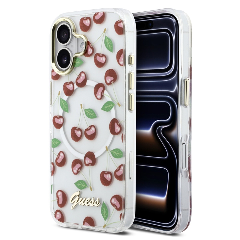 Guess IML Glitter Cherry MagSafe Zadní Kryt pro iPhone 17