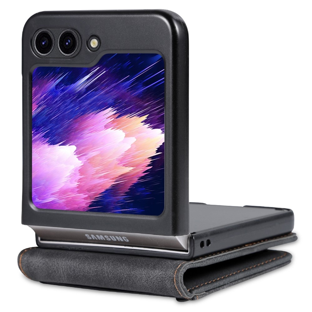 AZNS plastový kryt s PU kůží na Samsung Galaxy Z Flip5 5G - černý