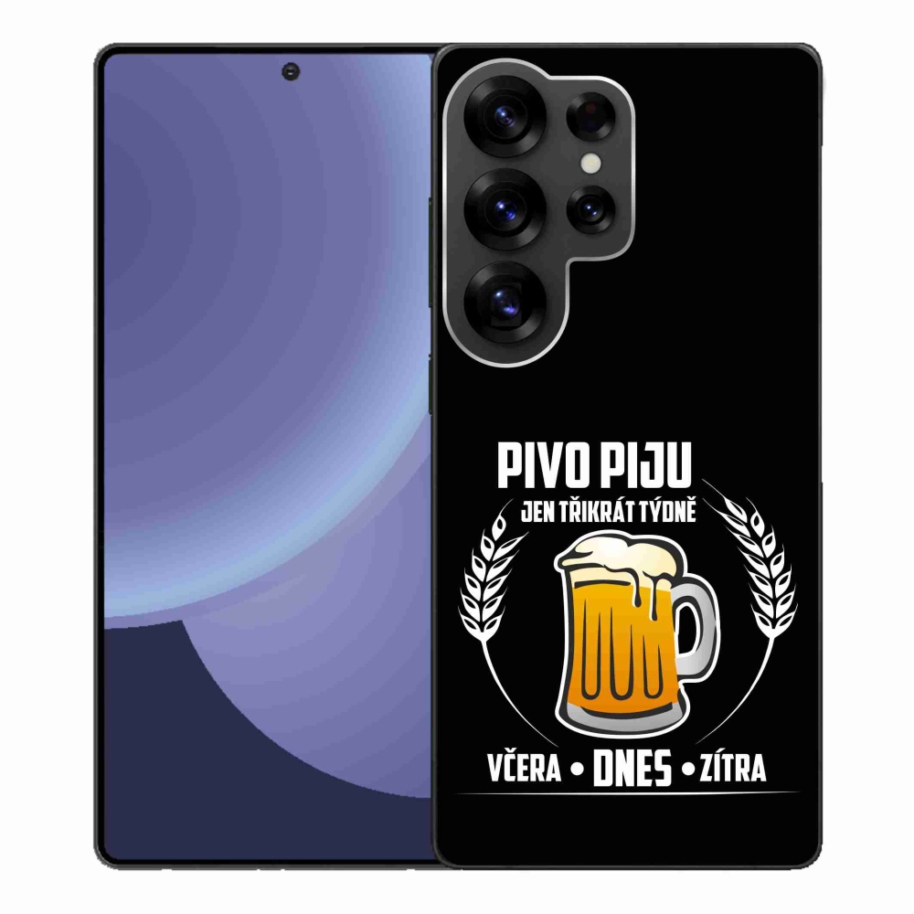 Gelový kryt mmCase na Samsung Galaxy S25 Ultra - pivní motiv černé pozadí