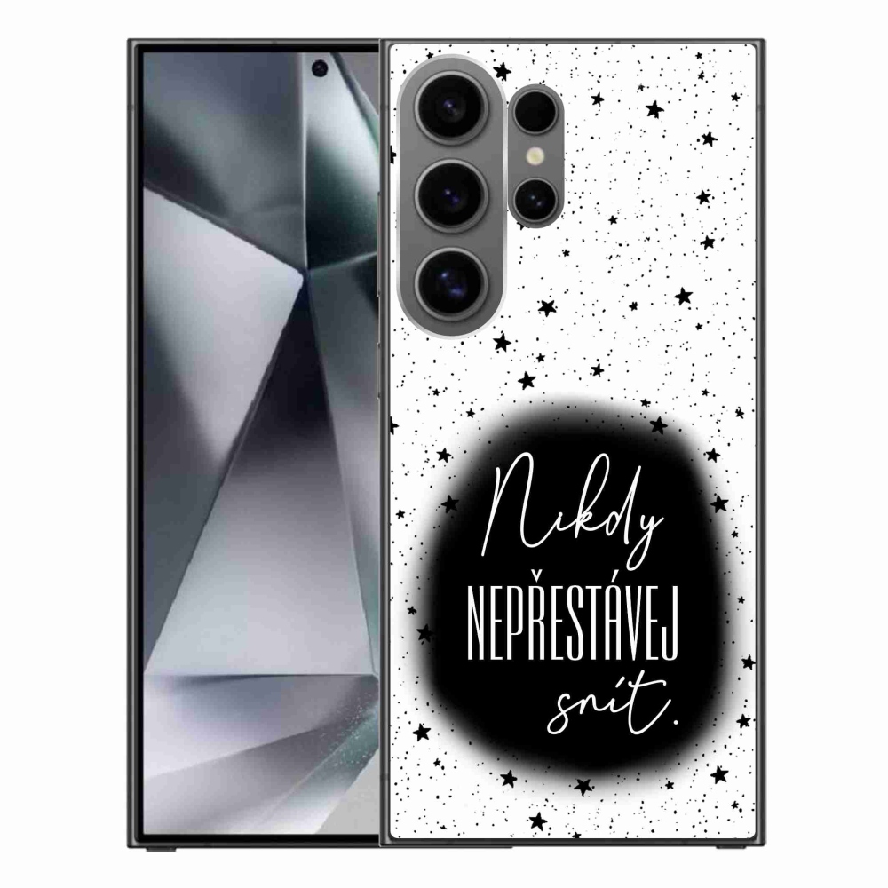 Gelový kryt mmCase na Samsung Galaxy S24 Ultra - citát 1 černobílé pozadí