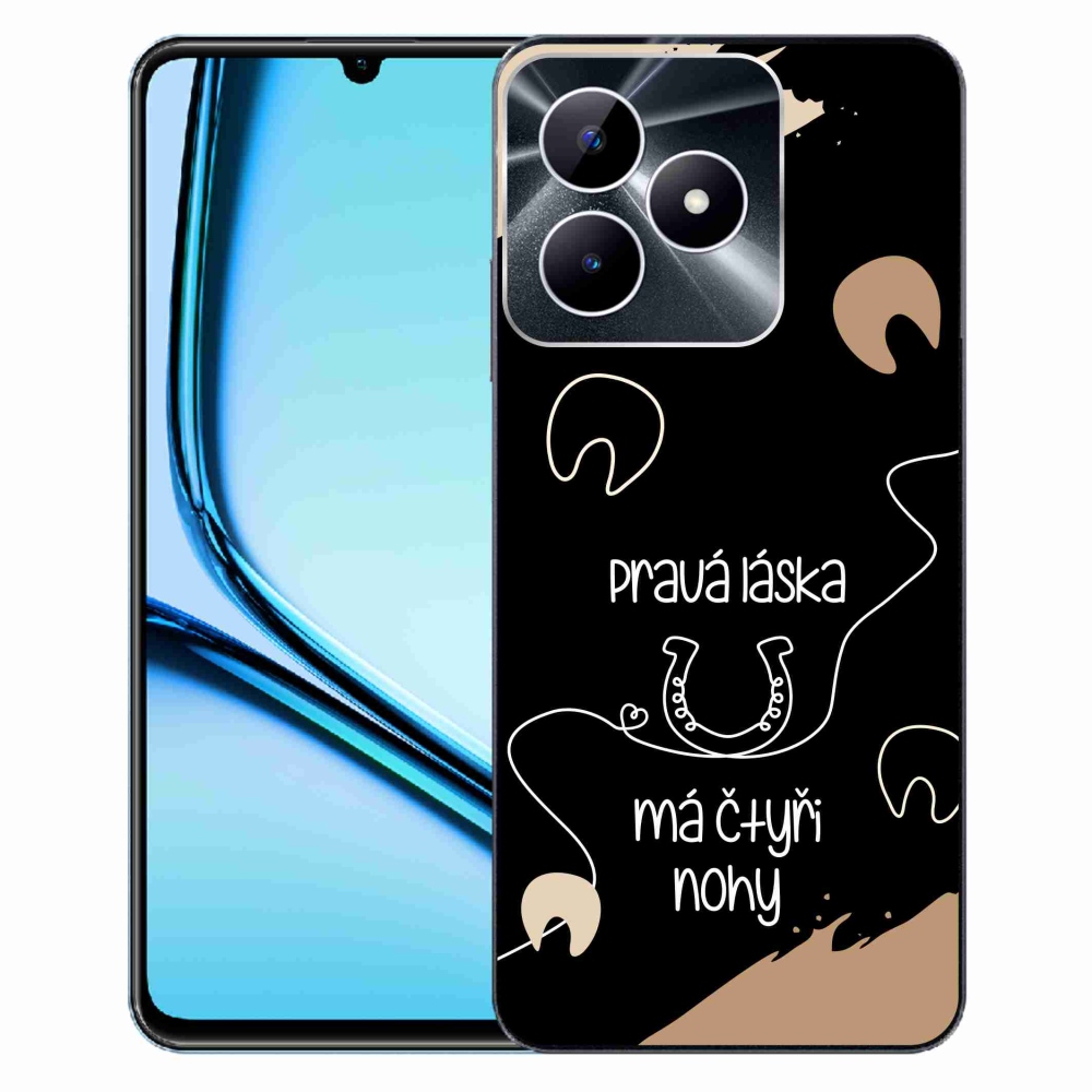 Gelový kryt mmCase na Realme Note 50 - koňský motiv černé pozadí