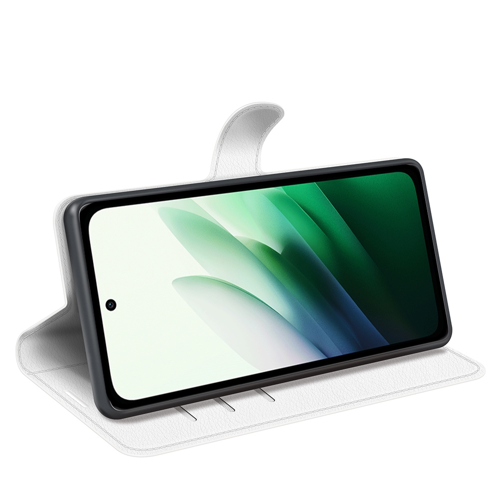Litchi knížkové pouzdro na Xiaomi Redmi 15 4G/5G (171mm) - bílé