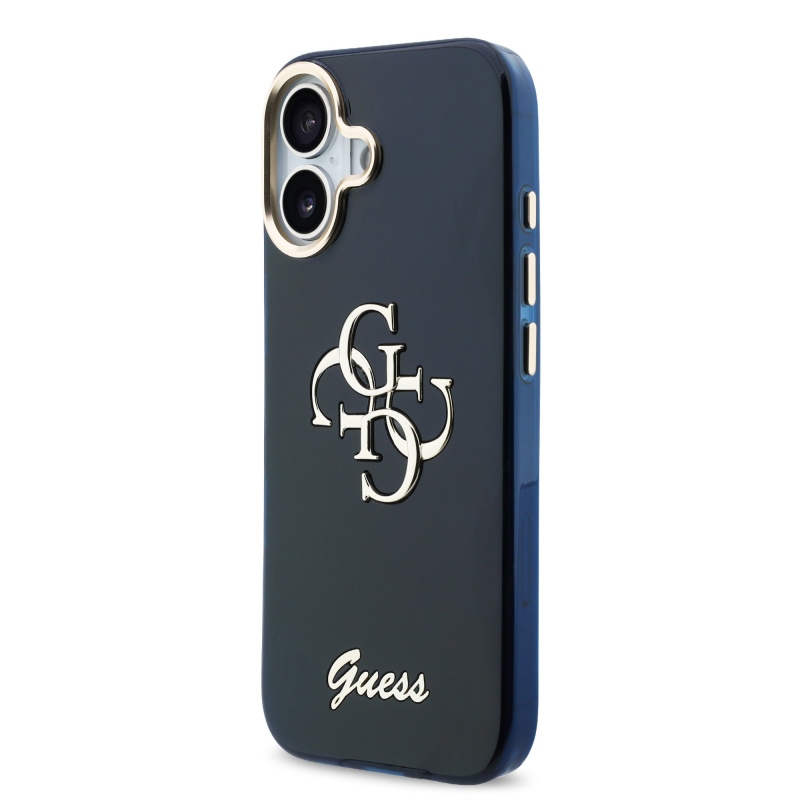 Guess IML 4G Script Metal Logo Zadní Kryt pro iPhone 17 Blue