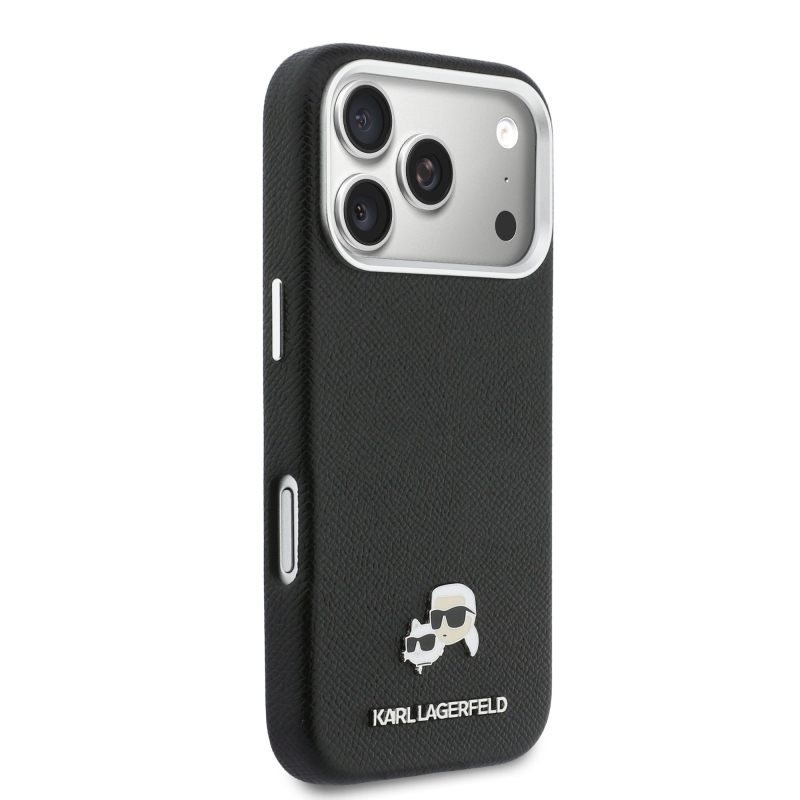 Karl Lagerfeld PU Karl and Choupette Heads Pins MagSafe Zadní Kryt pro iPhone 17 Pro Black