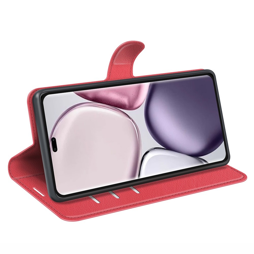Litchi knížkové pouzdro na Honor Magic 7 Lite 5G - červené
