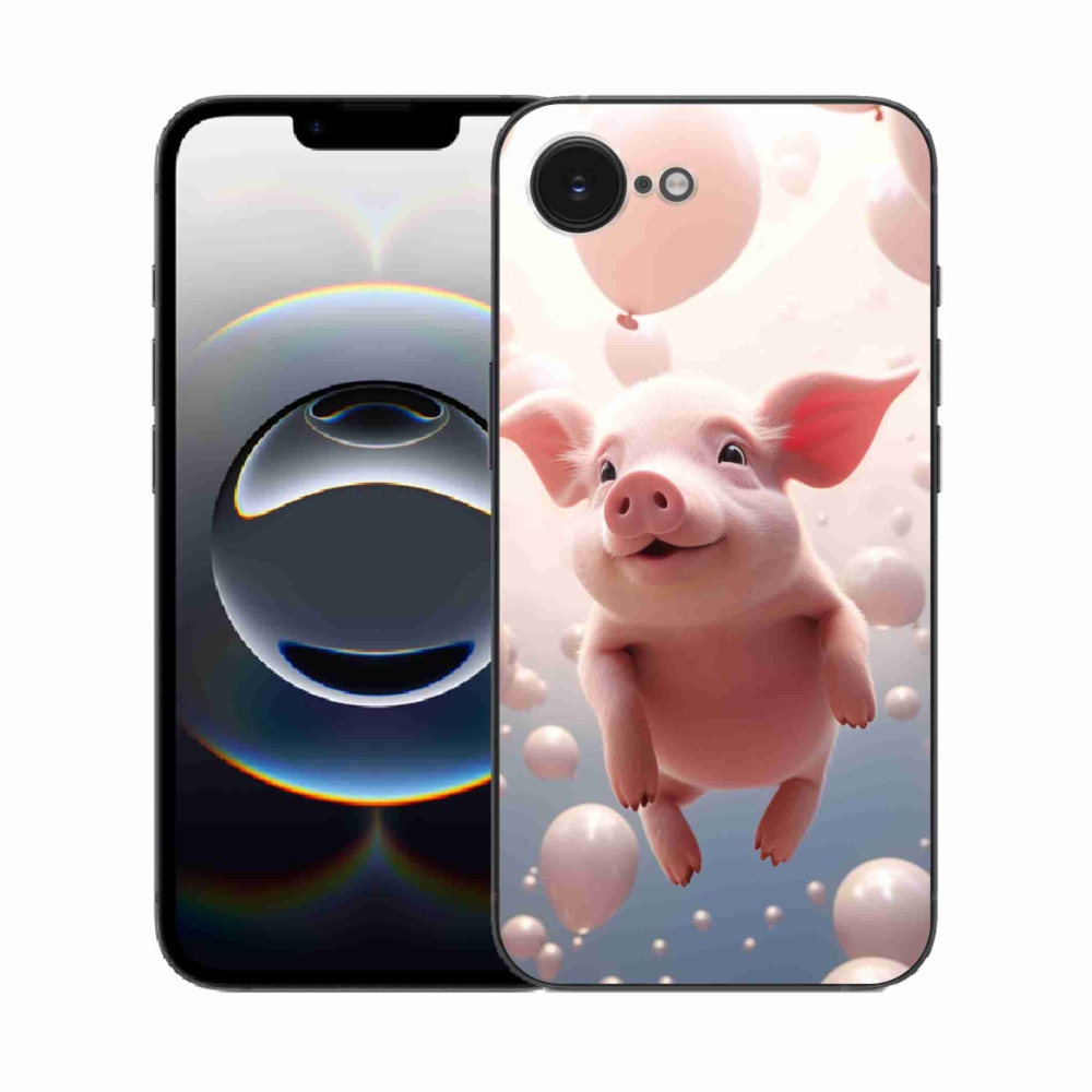 Gelový kryt mmCase na iPhone 16e - prasátko s balónky
