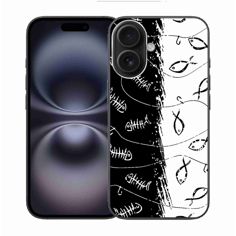 Gelový kryt mmCase na iPhone 16 - kostry a rybky