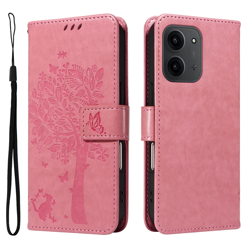 Trees knížkové pouzdro na Xiaomi Redmi 15C 4G/5G (173mm) - růžové