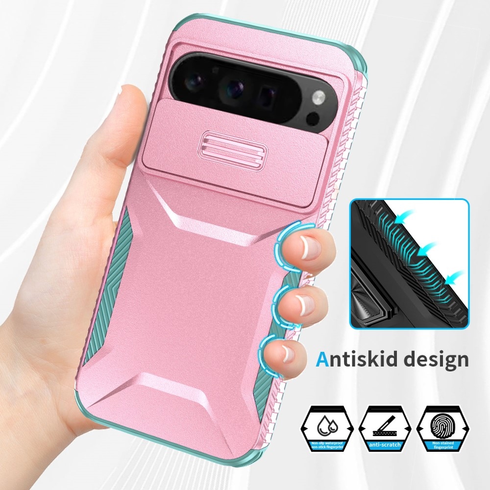 Lid odolný kryt na Google Pixel 9 Pro XL - růžový/modrozelený
