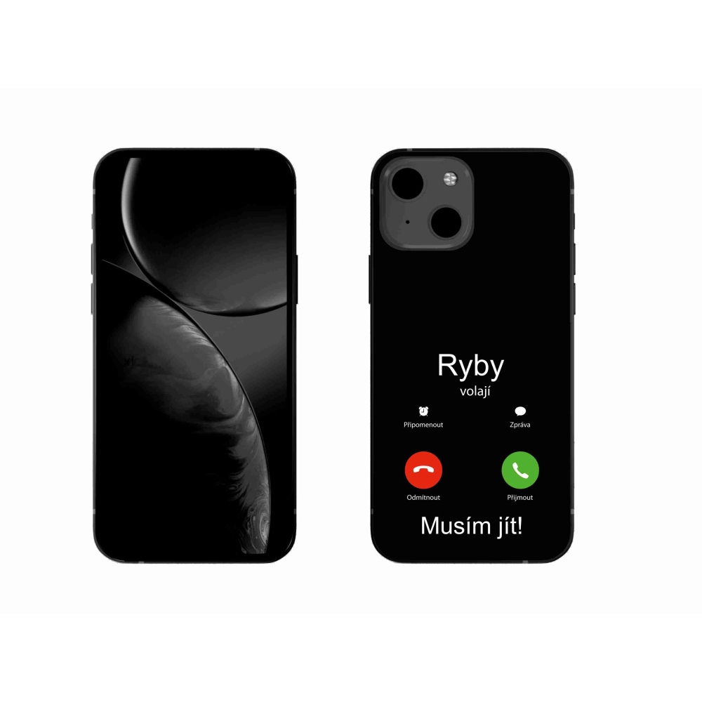 Gelový kryt mmCase na iPhone 13 6.1 - ryby volají černé pozadí