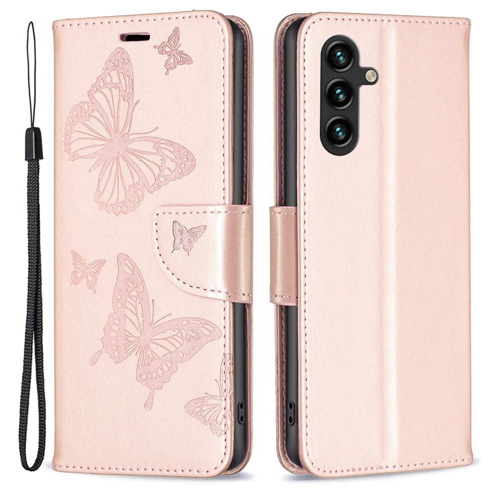 Butterfly knížkové pouzdro na Samsung Galaxy A55 5G - růžovozlaté