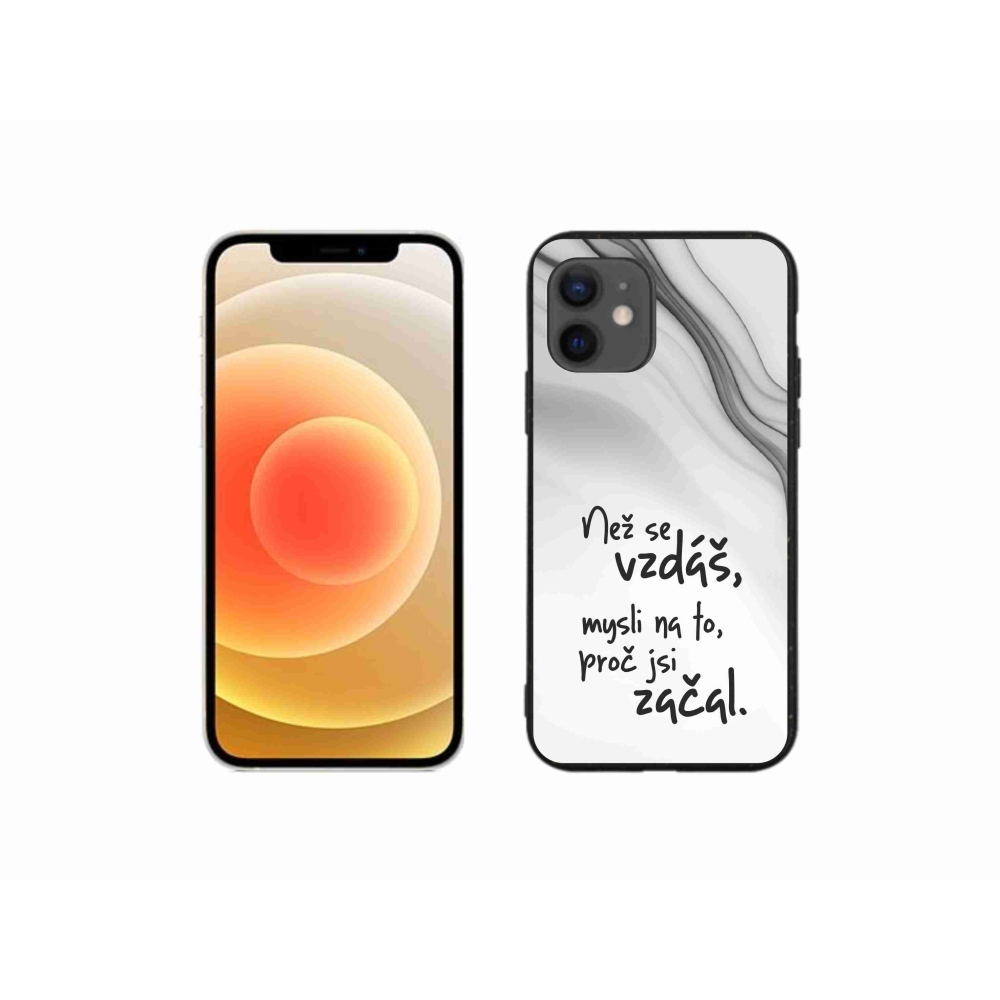 Gelový kryt mmCase na iPhone 12 mini - citát 2 bílé pozadí