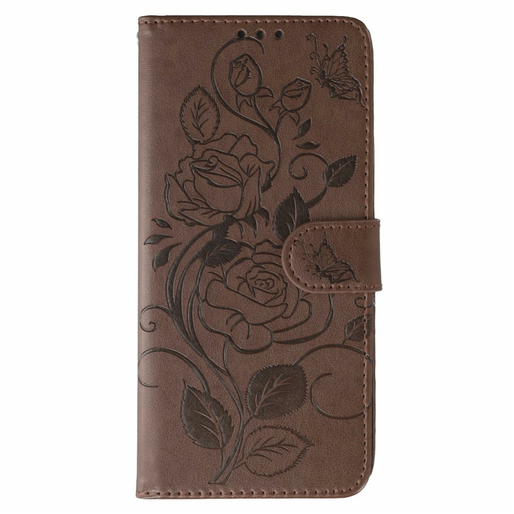 Roses knížkové pouzdro na Xiaomi Redmi 15 5G - hnědé