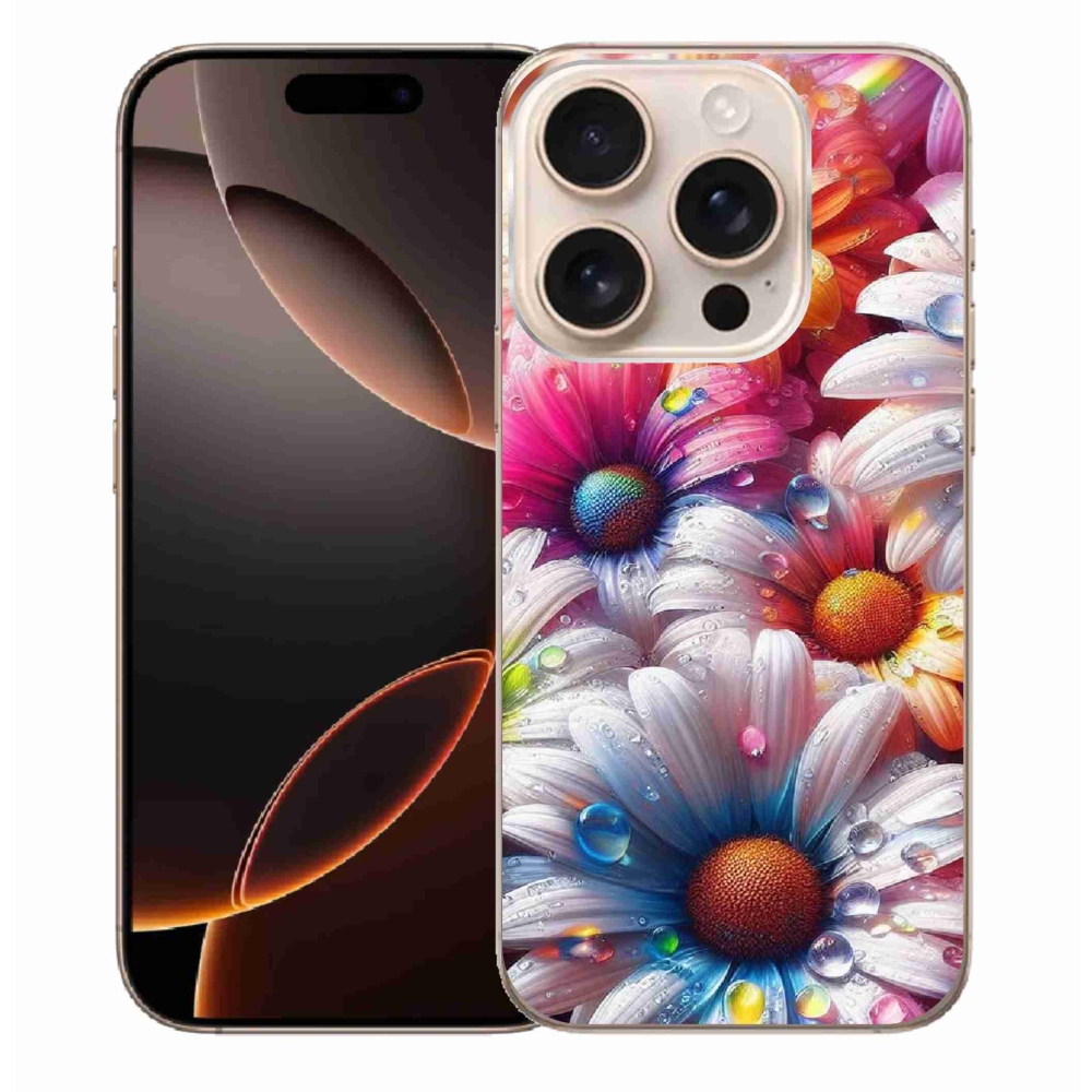 Gelový kryt mmCase na iPhone 16 Pro Max - barevné kopretiny