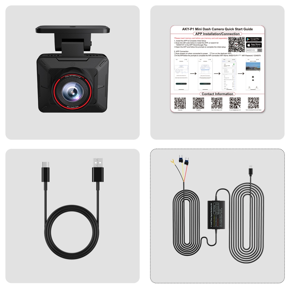 AKEEYO P1 Full HD autokamera 30 fps s WiFi a G senzorem - černá