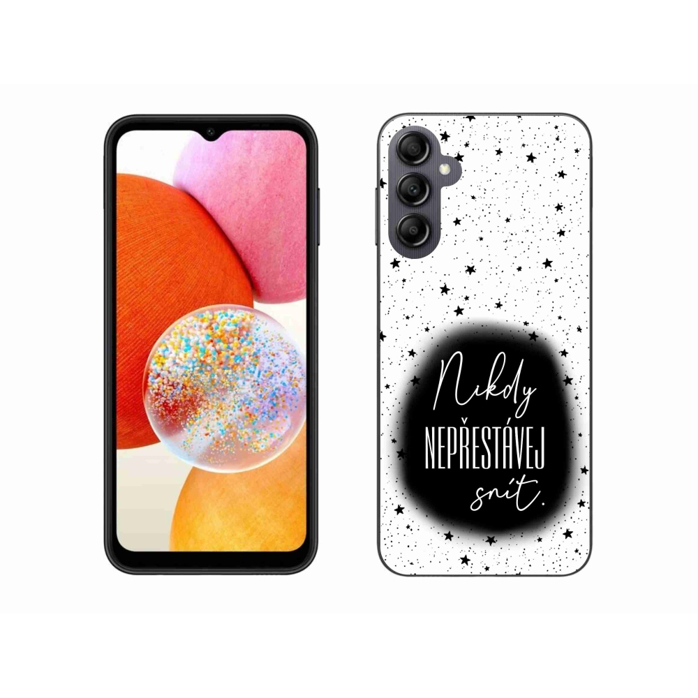 Gelový kryt mmCase na Samsung Galaxy A14 4G/5G - citát 1 černobílé pozadí