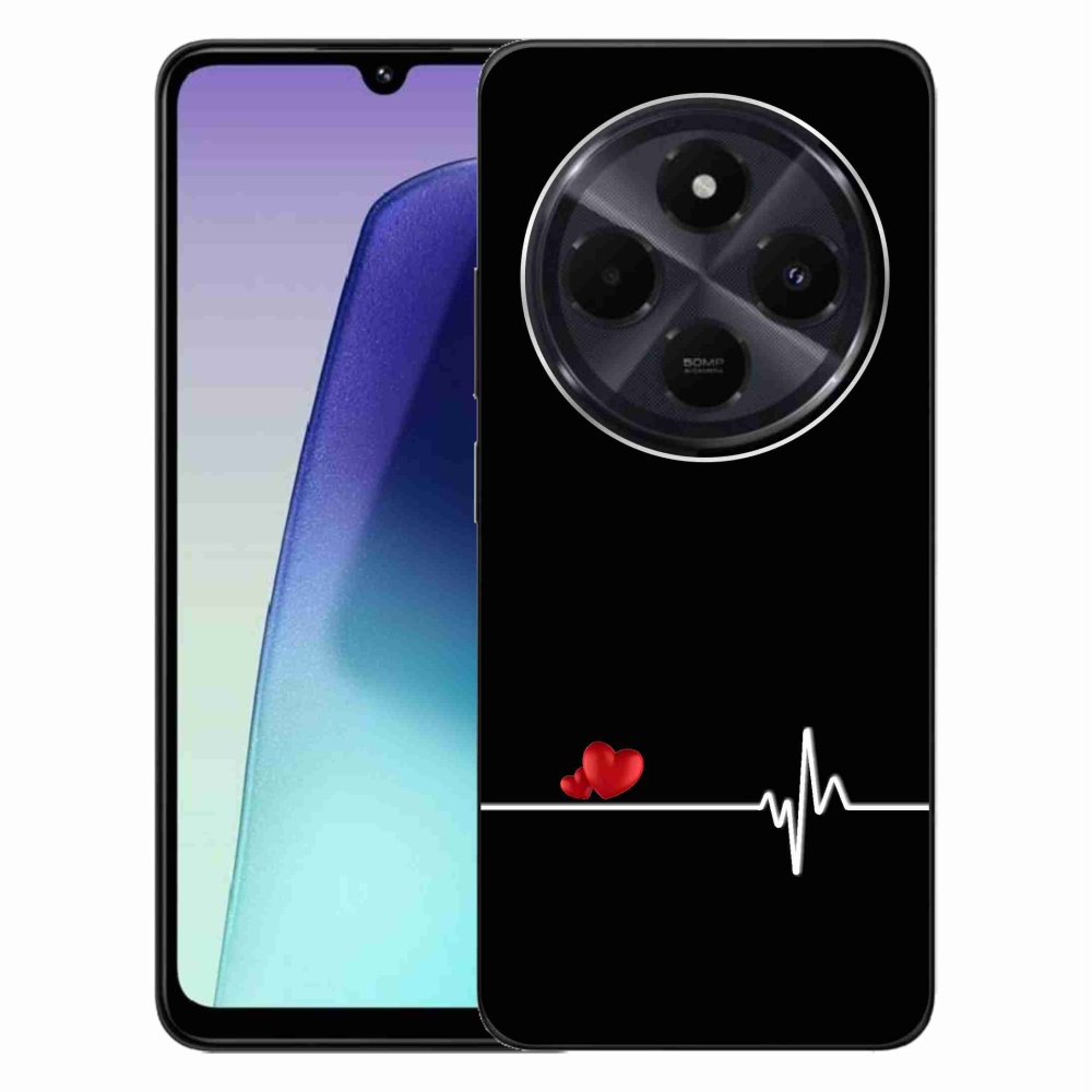 Gelový kryt mmCase na Xiaomi Redmi 14C/Poco C75 - srdce a tep černé pozadí