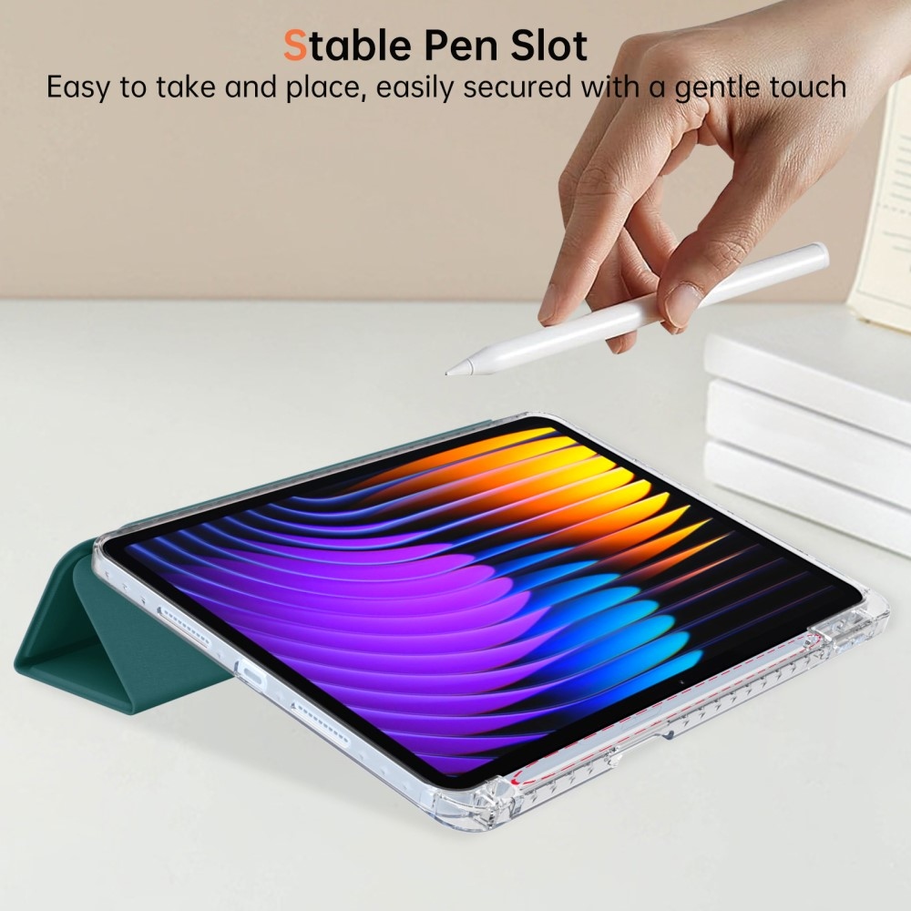 Origami chytré polohovací pouzdro na tablet Xiaomi Pad 7/7 Pro - tmavězelené