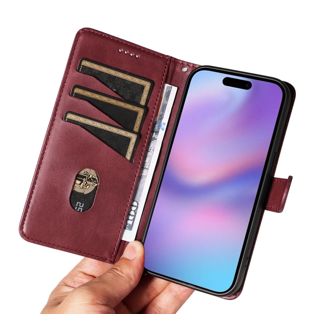 T-Shape knížkové pouzdro na iPhone 17 - vínové