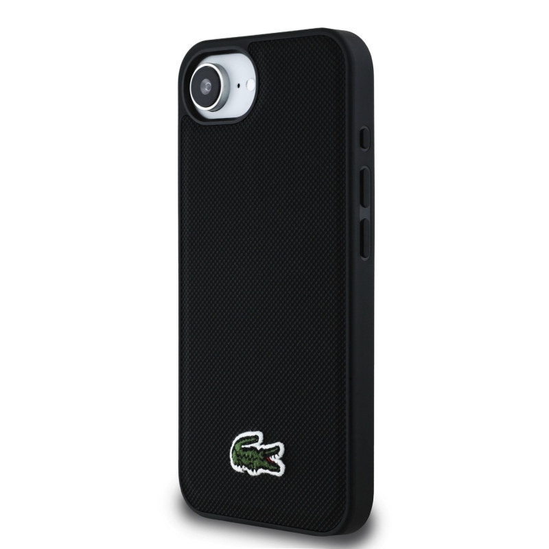 Lacoste Iconic Petit Pique Woven Logo MagSafe Zadní Kryt pro iPhone 16e Black