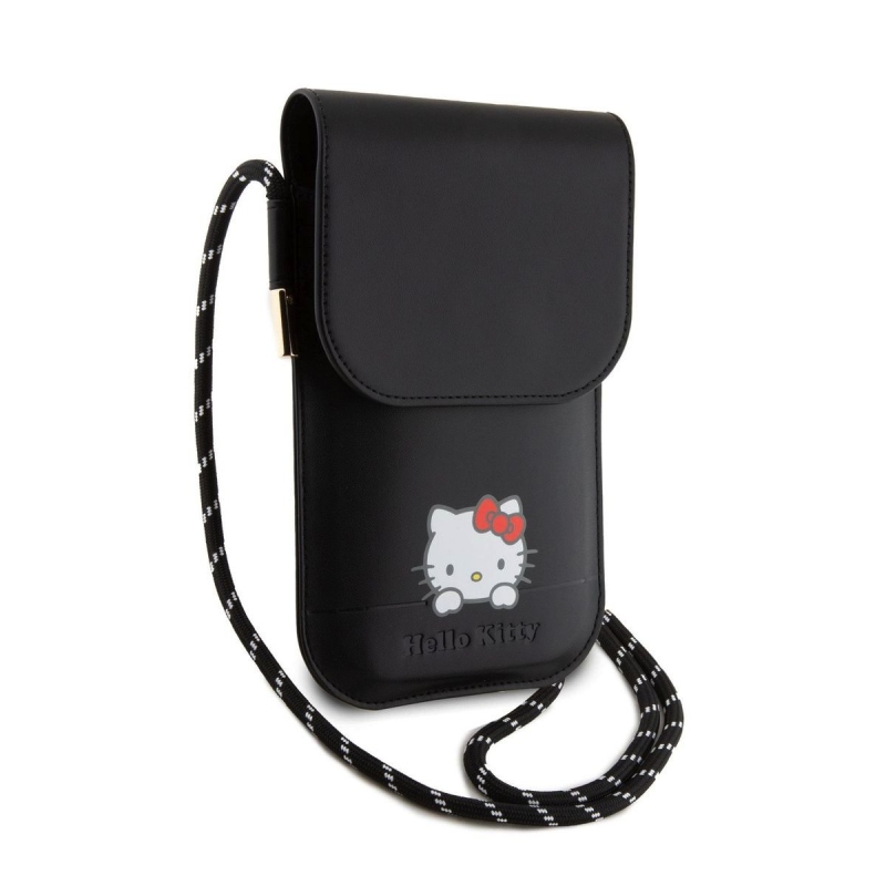 Hello Kitty PU Leather Daydreaming Logo Taška na Telefon Black