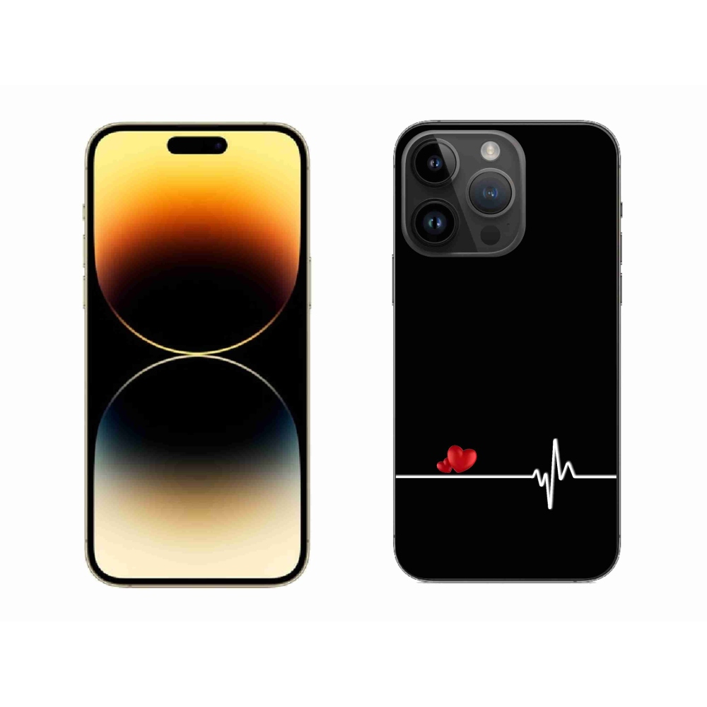 Gelový kryt mmCase na iPhone 14 Pro Max 6.7 - srdce a tep černé pozadí