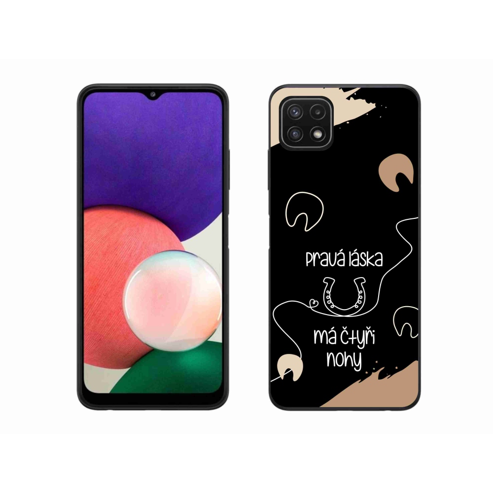Gelový kryt mmCase na Samsung Galaxy A22 5G - koňský motiv černé pozadí