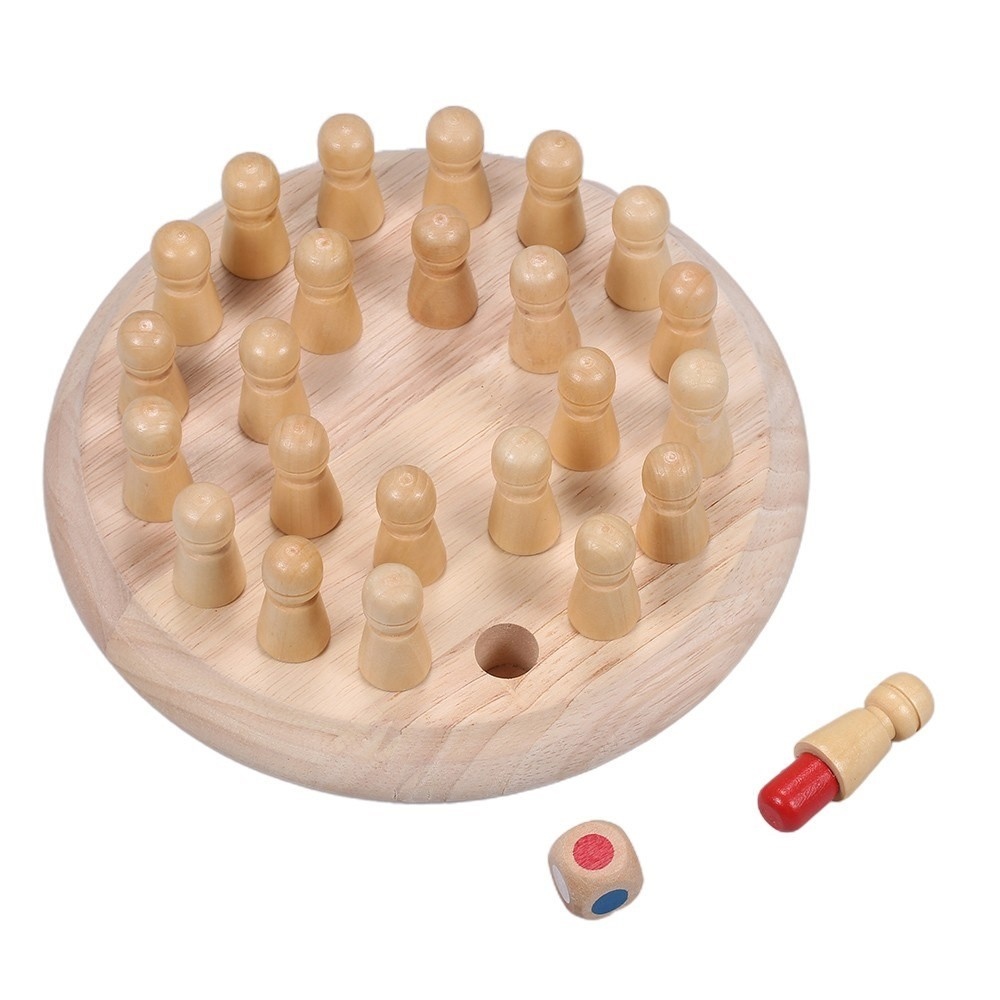 Logická dřevěná hra s barevnými kolíčky pro trénink paměti