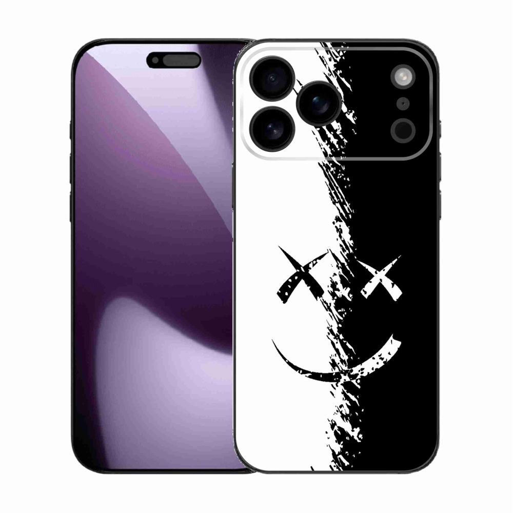 Gelový kryt mmCase na iPhone 17 Pro Max - černobílý smajlík