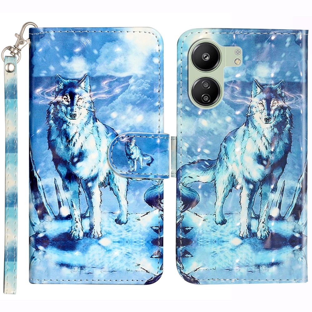 Decor knížkové pouzdro pro Xiaomi Poco C65/Redmi 13C 4G/5G - vlk