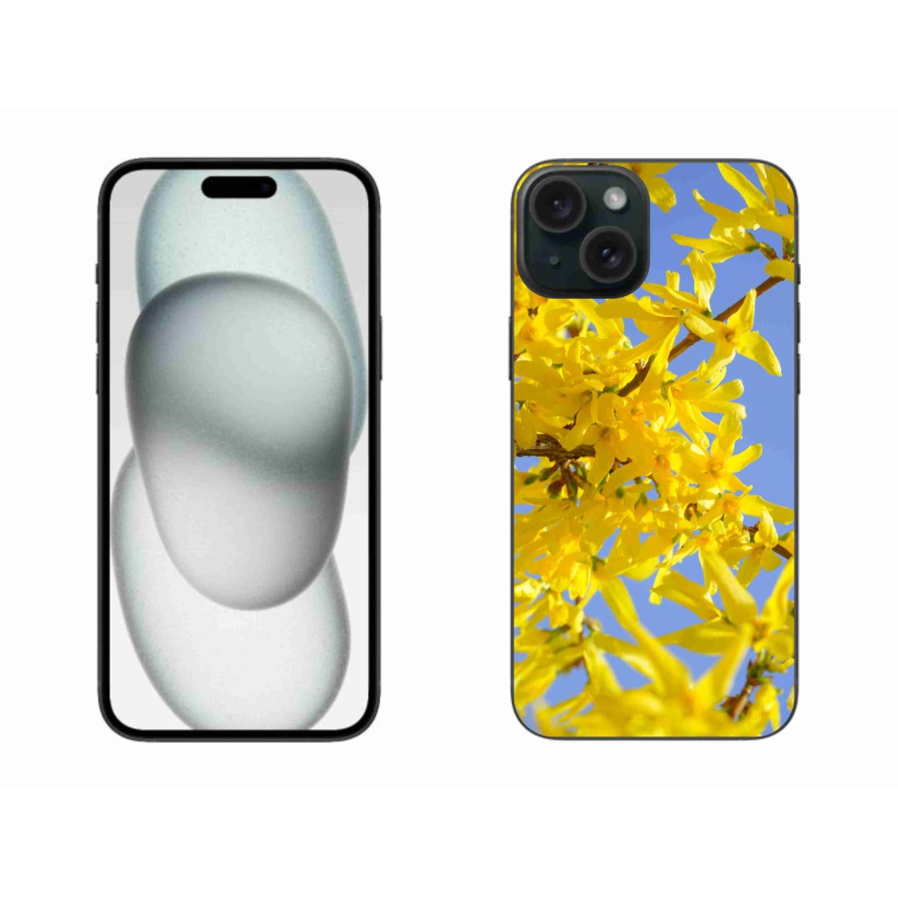 Gelový kryt mmCase na iPhone 15 Plus - žluté květy