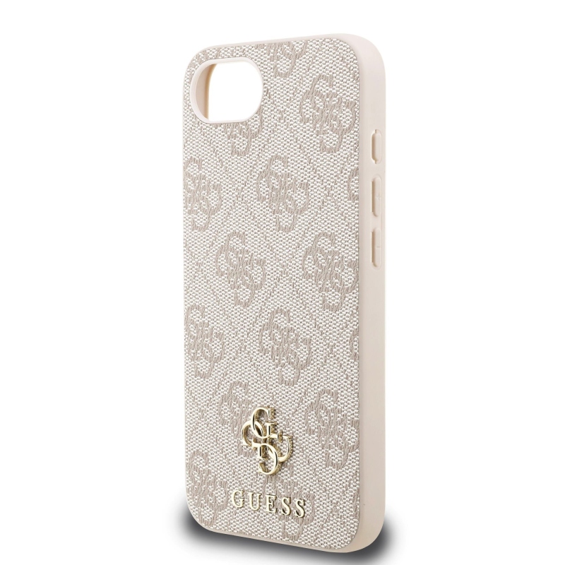 Guess PU 4G Small Metal Logo MagSafe Zadní Kryt pro iPhone 16e Pink